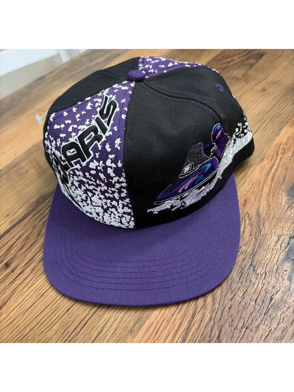 VTG. POLARIS® Blk/Purple POLARIS XLT SNOWMOBILE Snapback Cap Hat One Size NWOT